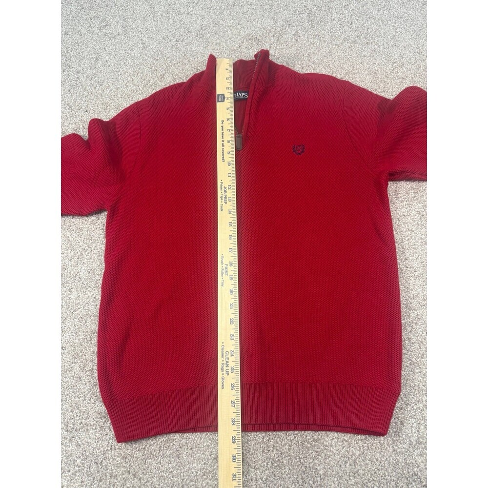 Bright red chaps quarter zip elbow padded sweater men’s medium Ralph Lauren Polo - Picture 5 of 6